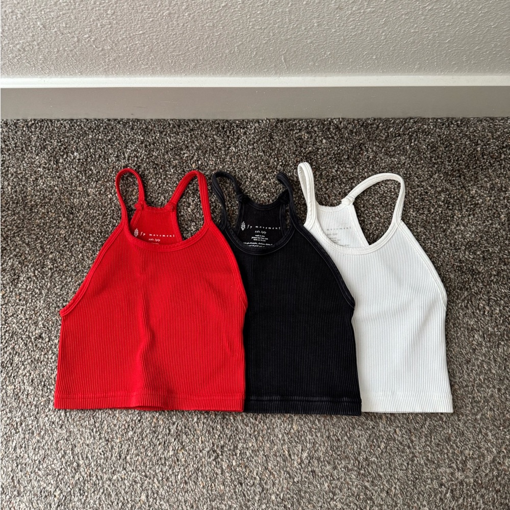 Set of 3 Free People Movement Happiness Runs crop tanks